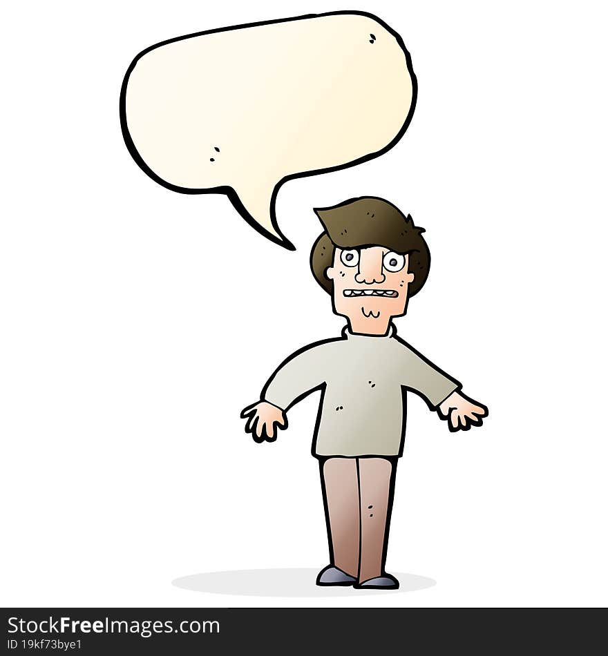 cartoon shocked man with speech bubble