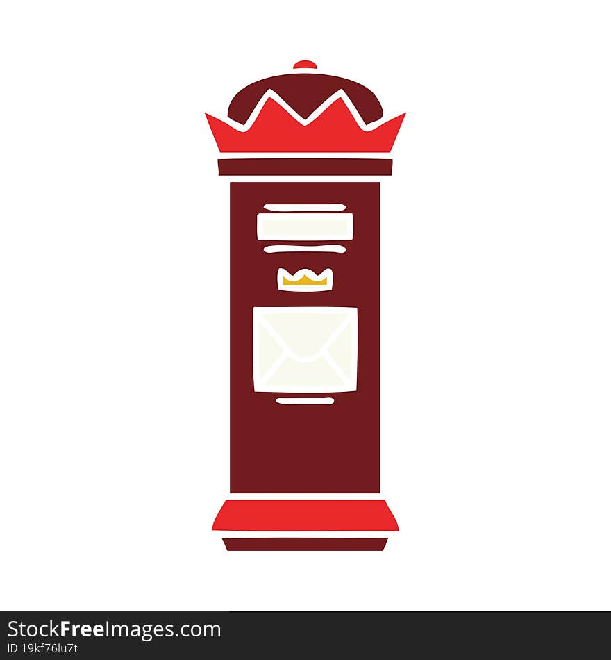 flat color retro cartoon of a post box