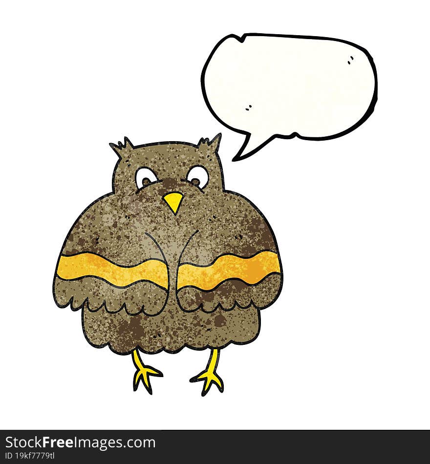 freehand speech bubble textured cartoon owl