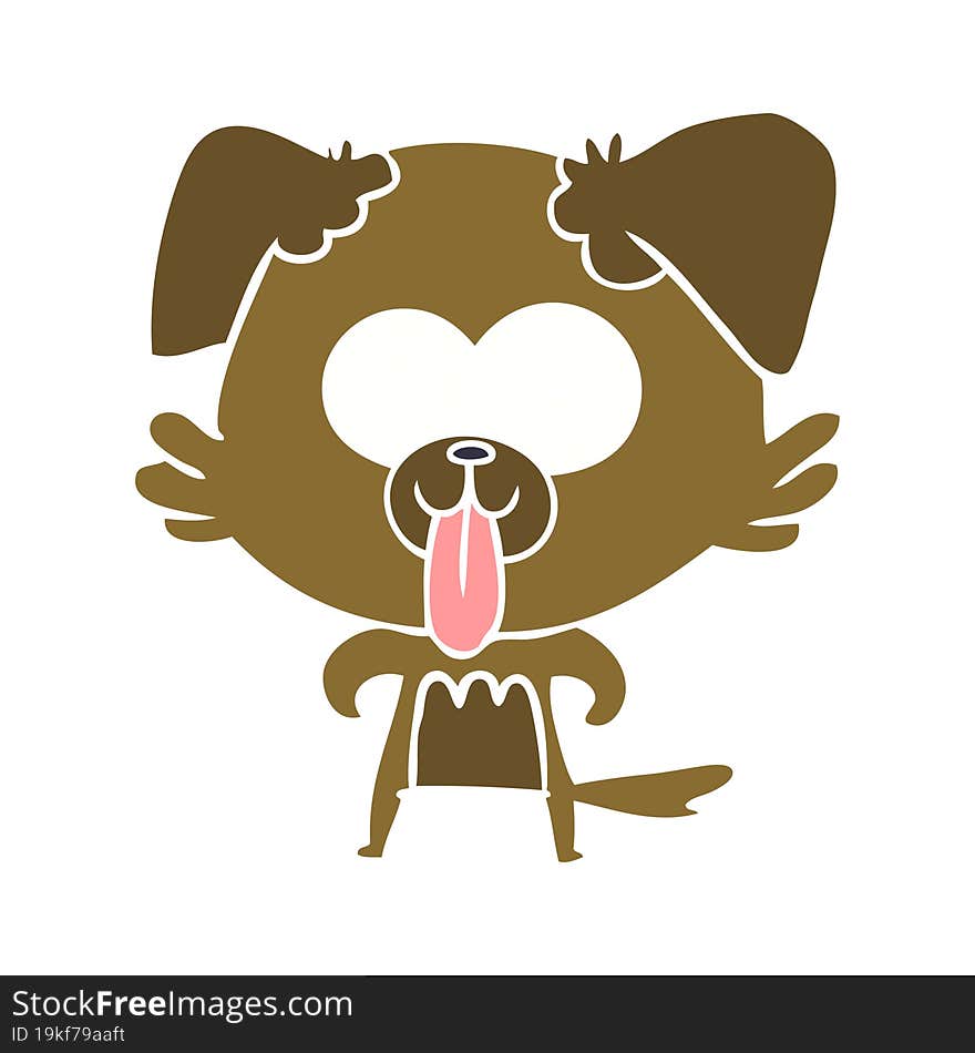 flat color style cartoon dog with tongue sticking out