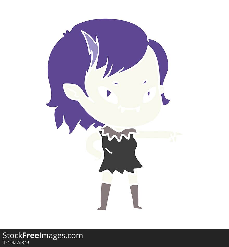 flat color style cartoon friendly vampire girl