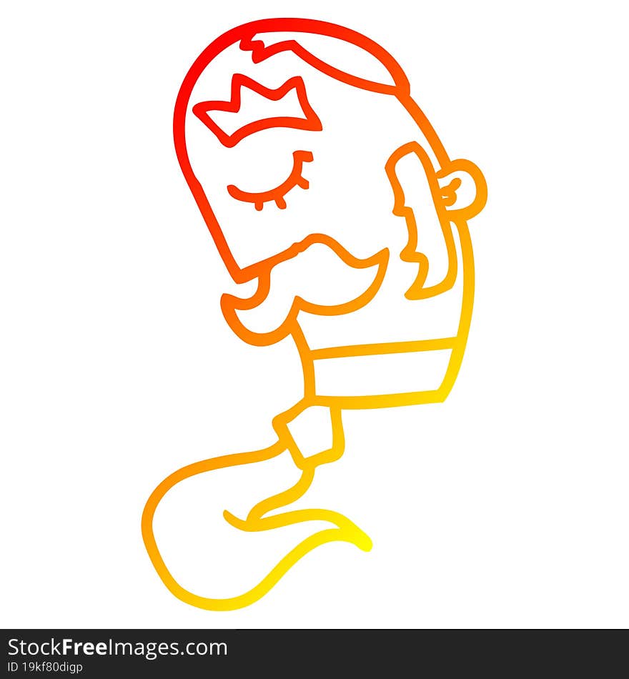 warm gradient line drawing cartoon man with mustache