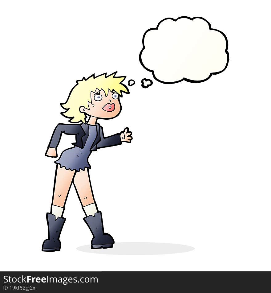 Cartoon Girl In Leather Jacket With Thought Bubble