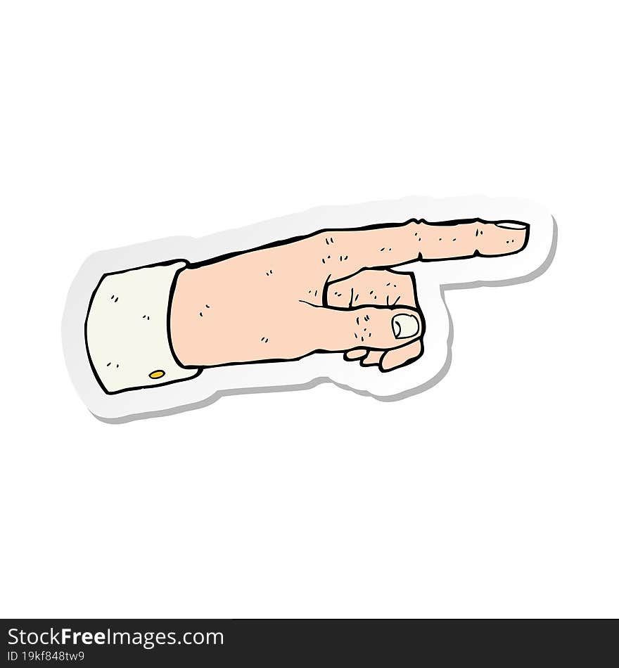 sticker of a cartoon pointing hand