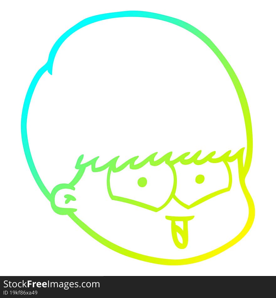 Cold Gradient Line Drawing Cartoon Happy Boy