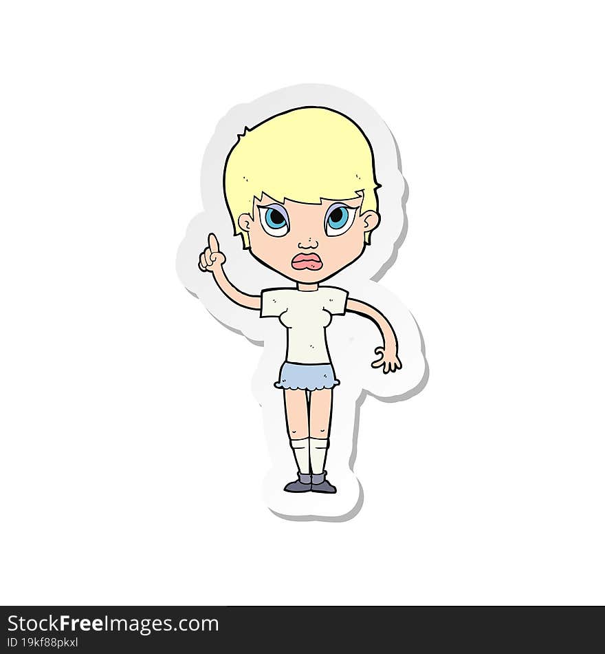 Sticker Of A Cartoon Girl With Idea