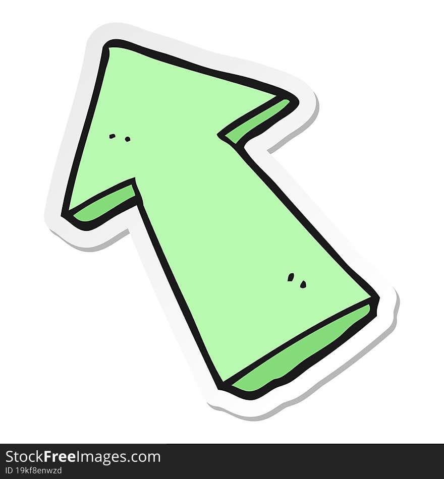 sticker of a cartoon pointing arrow