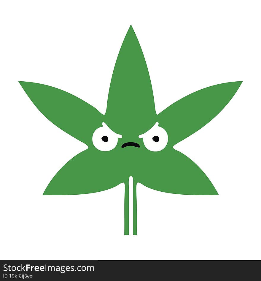 flat color retro cartoon marijuana leaf