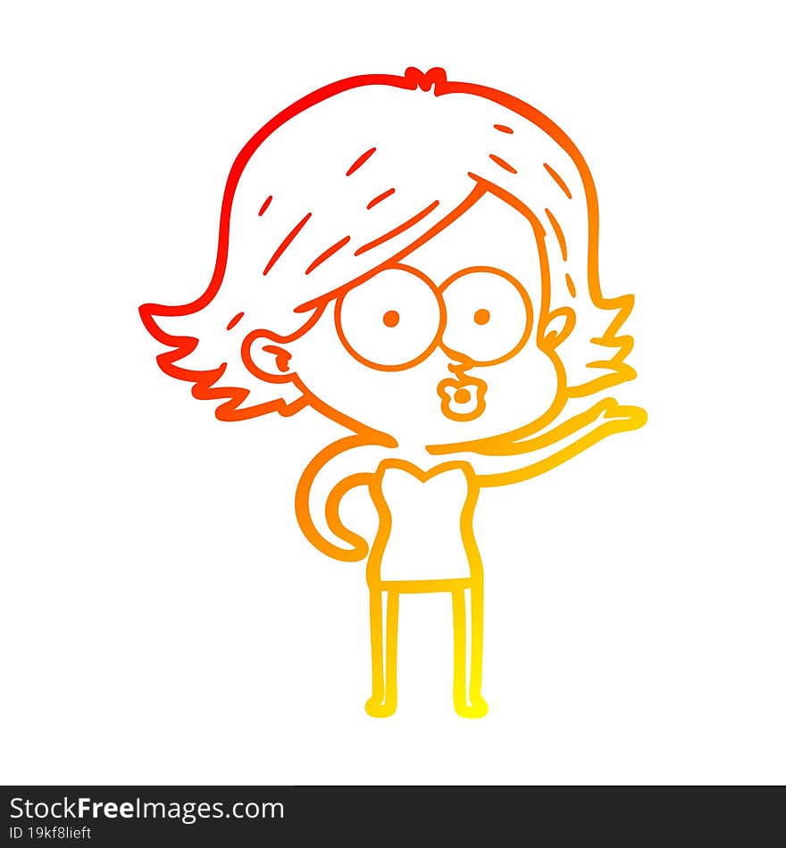 warm gradient line drawing cartoon girl pouting