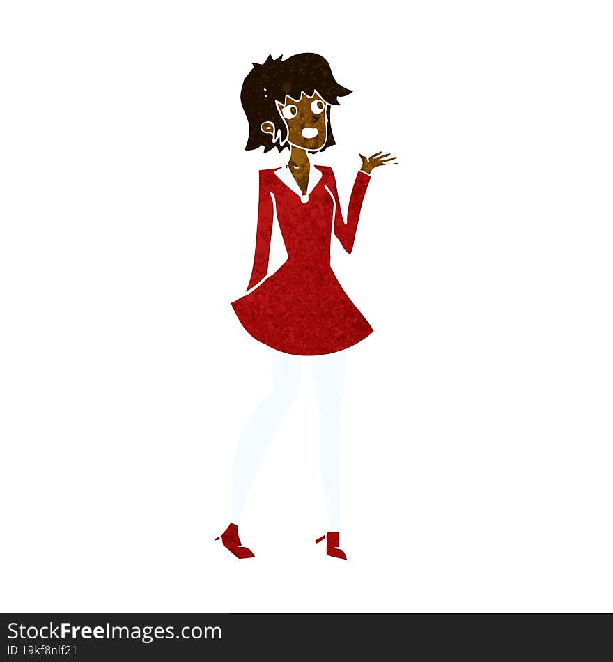 cartoon pretty woman in dress