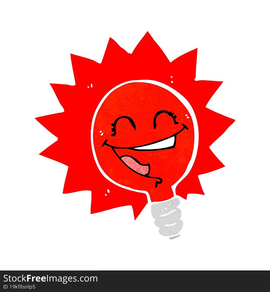 Happy Flashing Red Light Bulb Cartoon