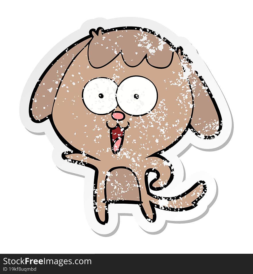 distressed sticker of a cute cartoon dog