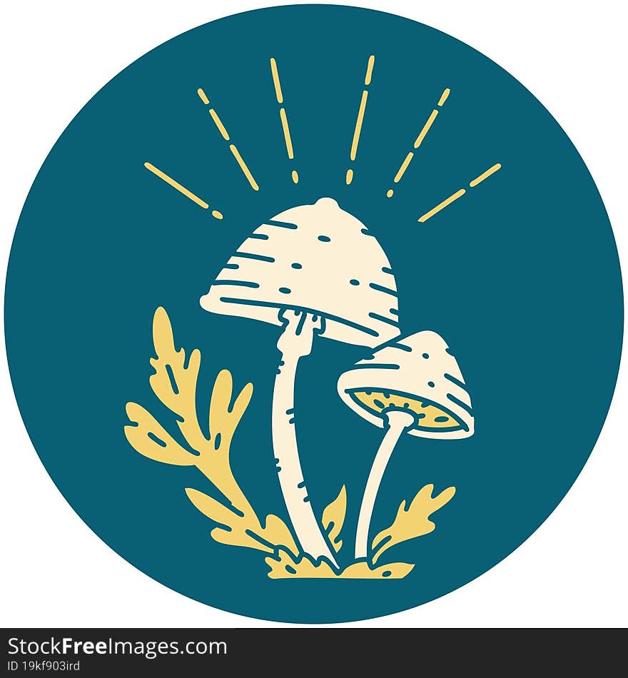 icon of tattoo style mushrooms