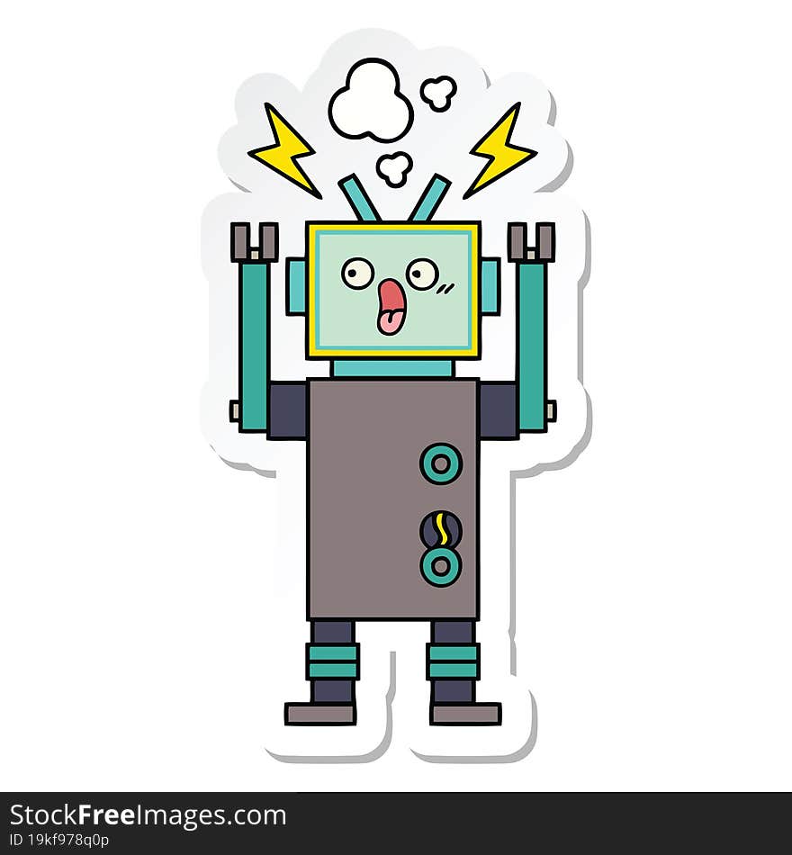 Sticker Of A Cute Cartoon Robot