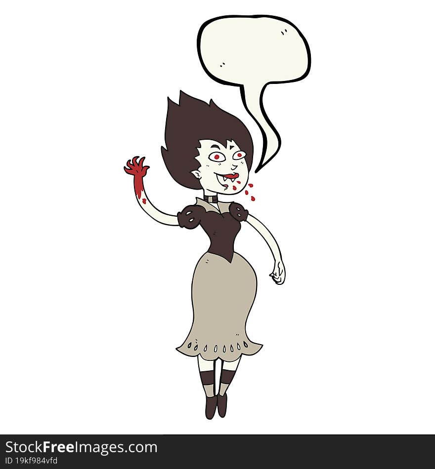 Speech Bubble Cartoon Blood Sucking Vampire Girl