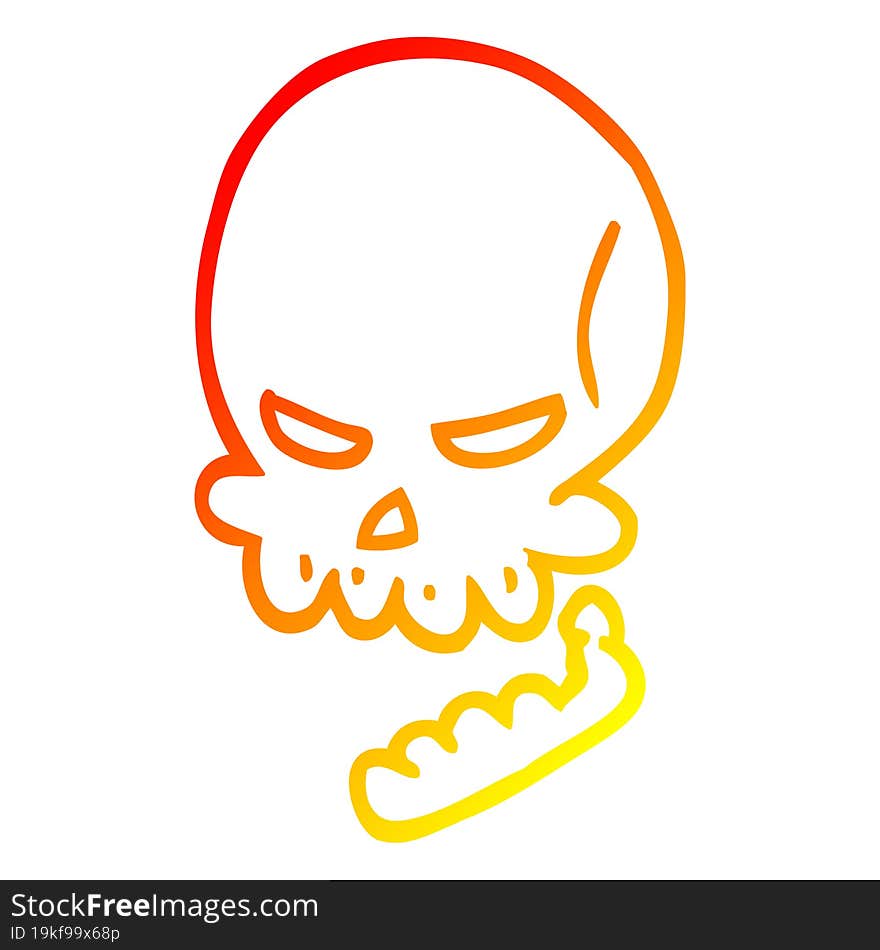 warm gradient line drawing cartoon halloween skull