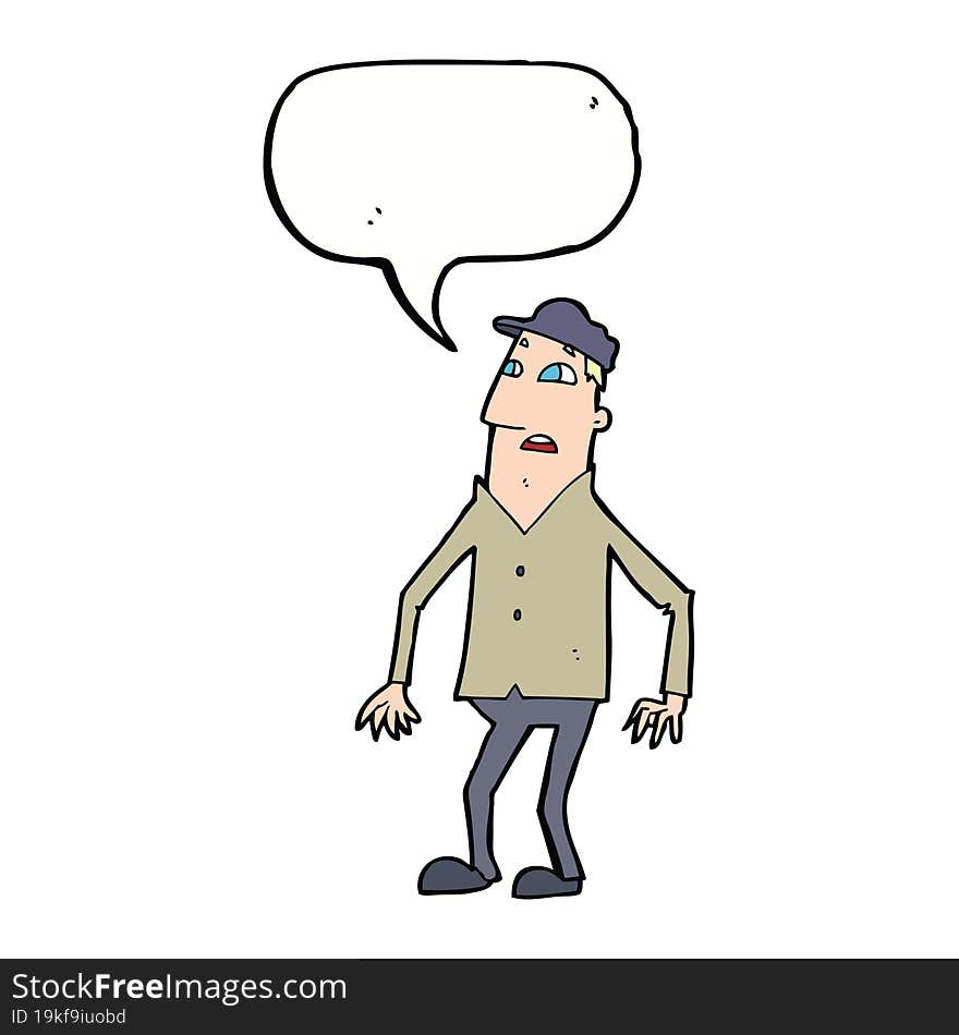 Cartoon Shocked Man With Speech Bubble