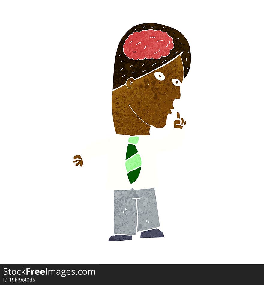 cartoon businessman with huge brain