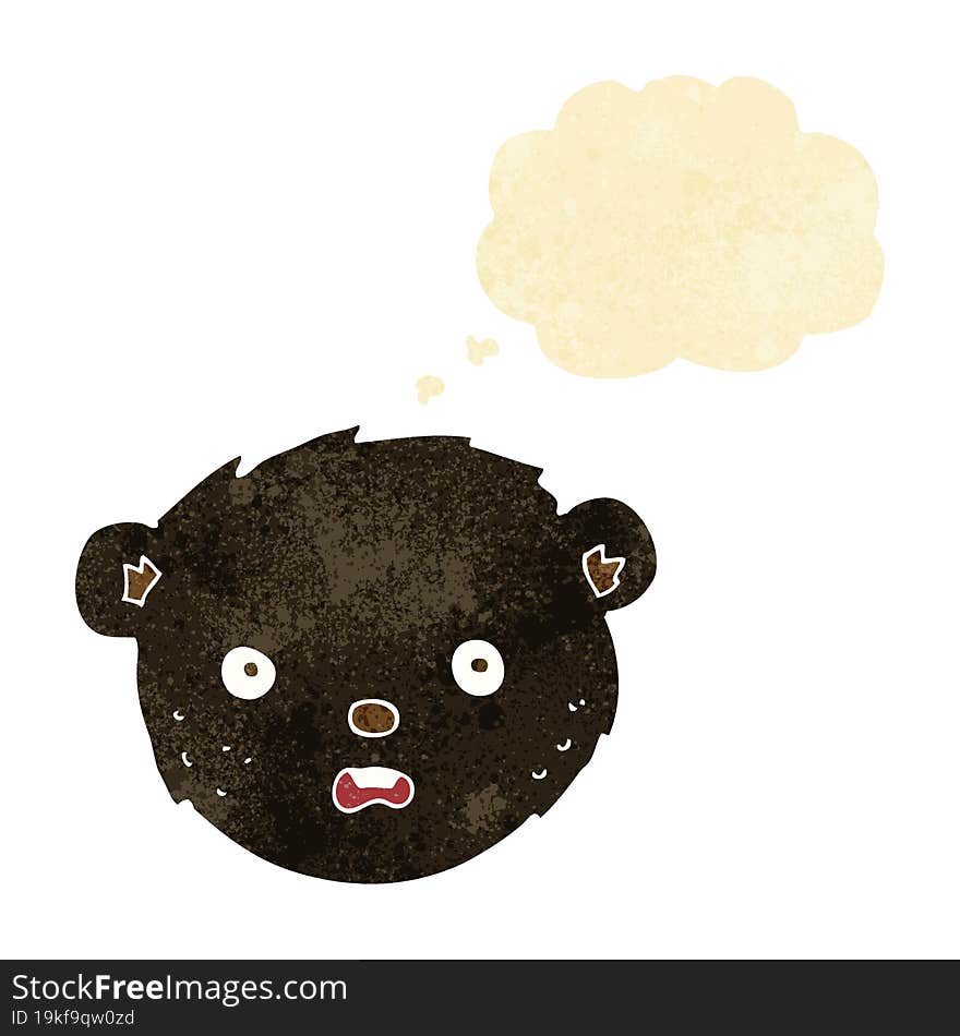 Cartoon Black Bear Face With Thought Bubble