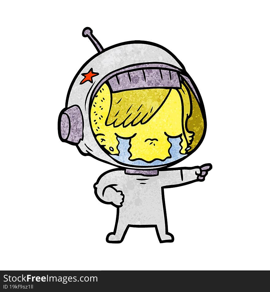 cartoon crying astronaut girl. cartoon crying astronaut girl