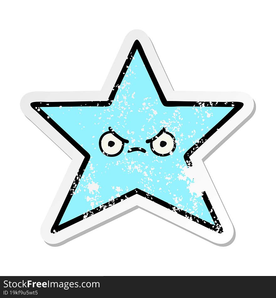 distressed sticker of a cute cartoon star fish