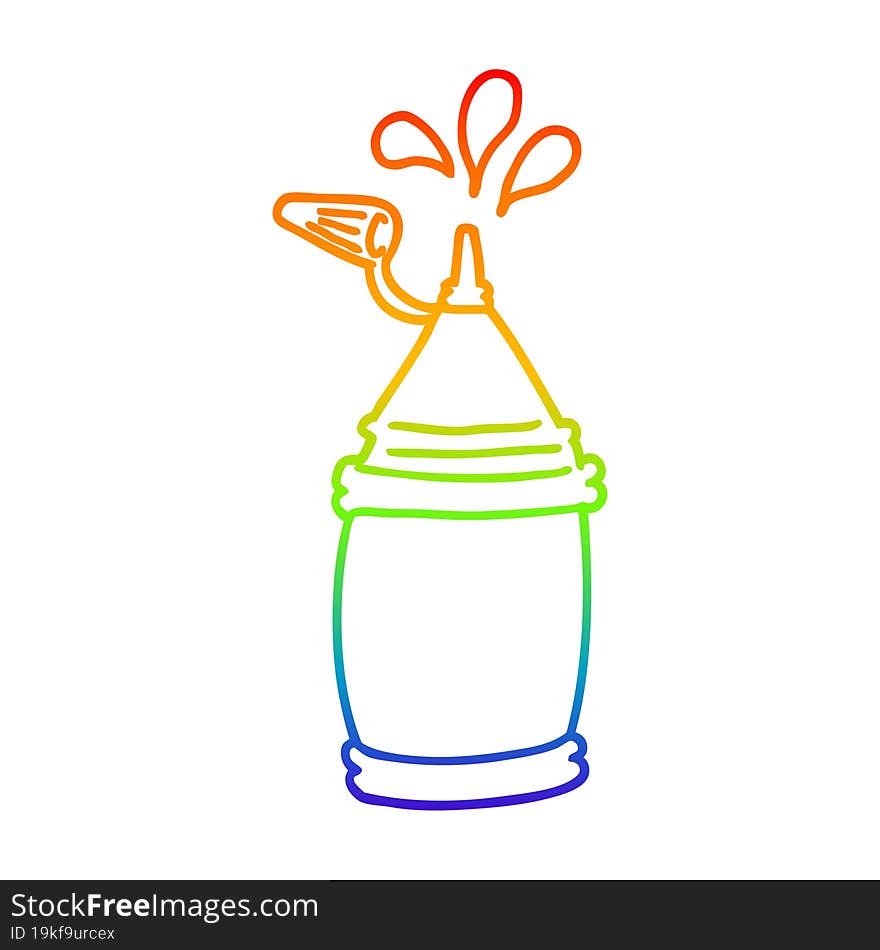 Rainbow Gradient Line Drawing Cartoon Ketchup Bottle