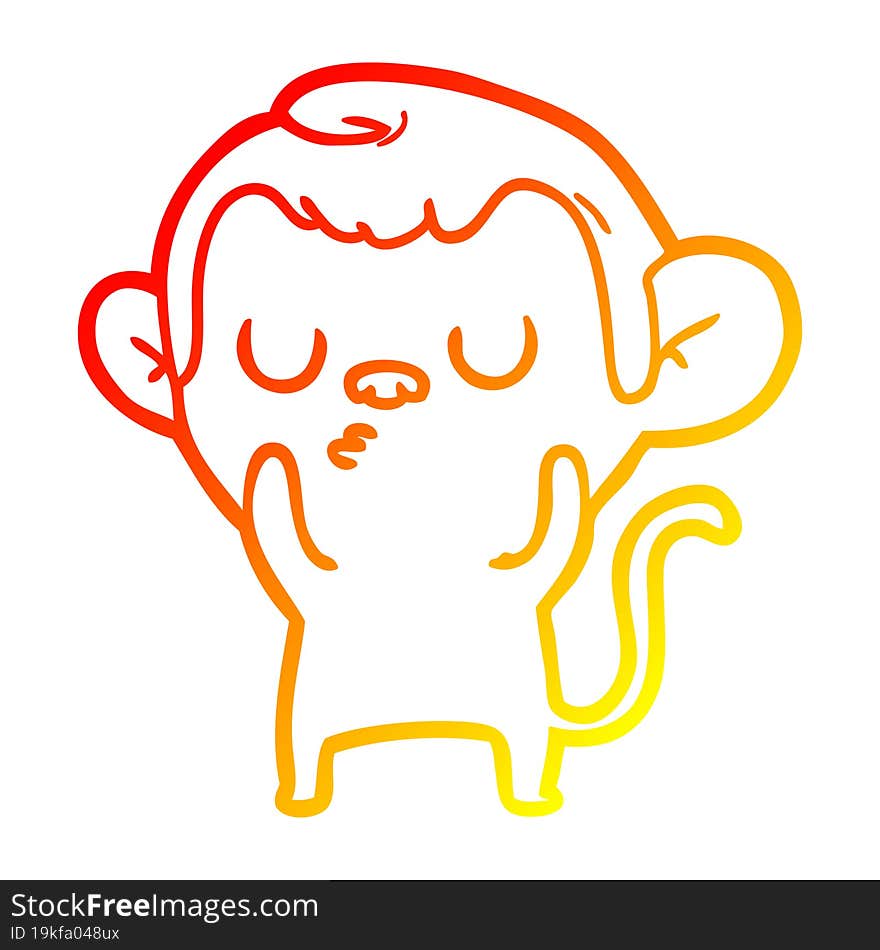 warm gradient line drawing of a cartoon monkey