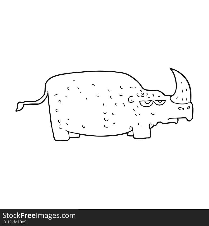 black and white cartoon rhino