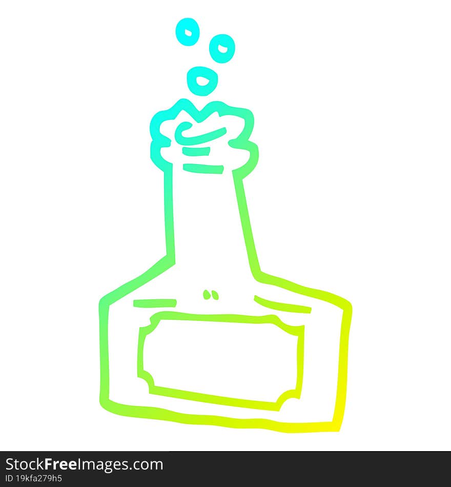 cold gradient line drawing cartoon bubbling bottle