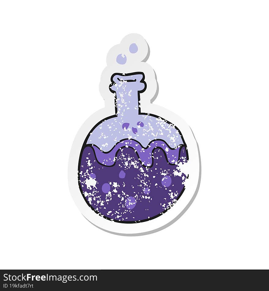 Retro Distressed Sticker Of A Cartoon Magic Potion