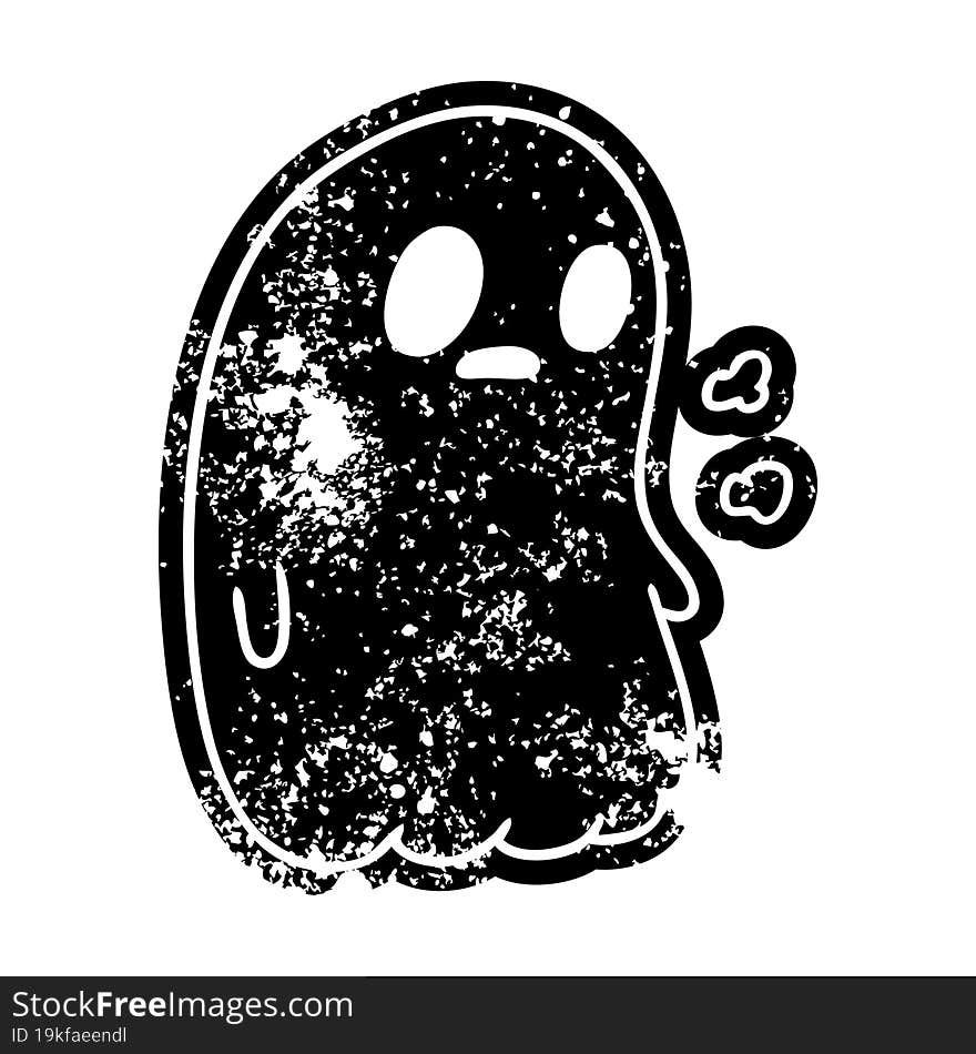 grunge distressed icon of a kawaii cute ghost. grunge distressed icon of a kawaii cute ghost