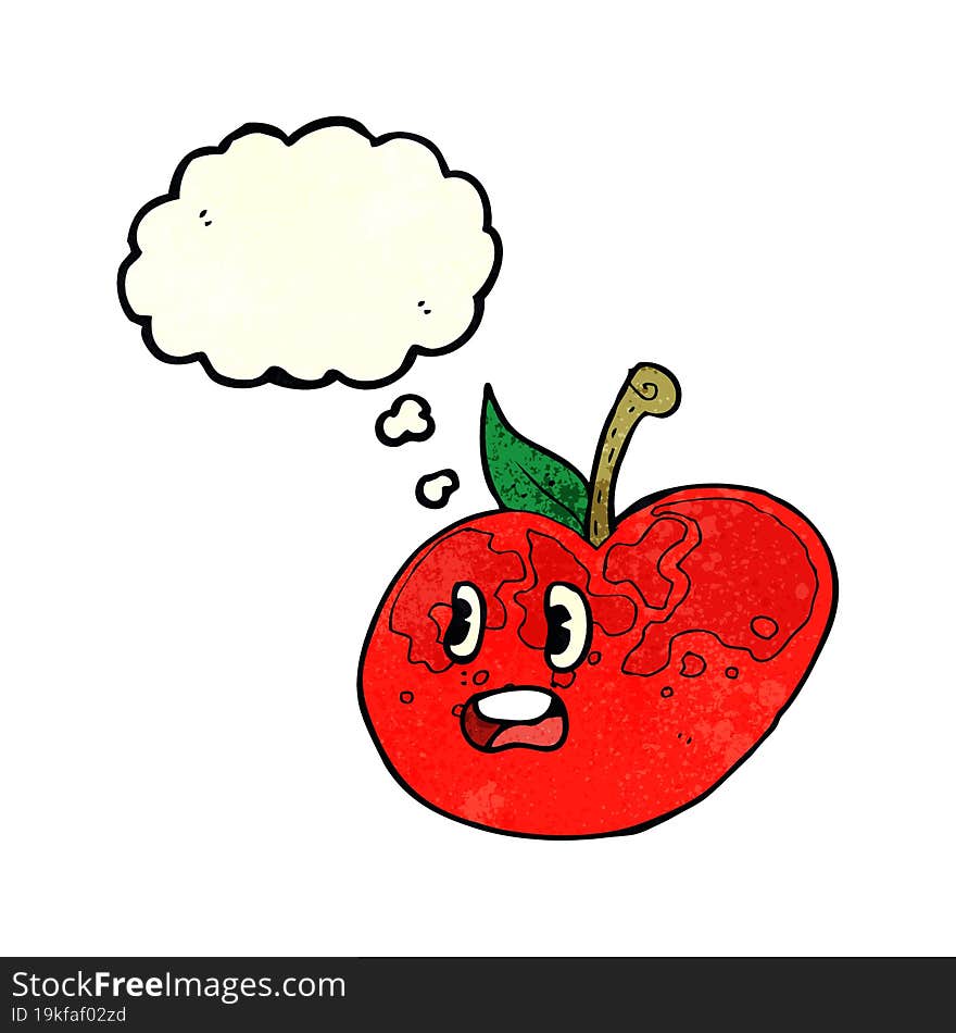 cartoon apple with thought bubble