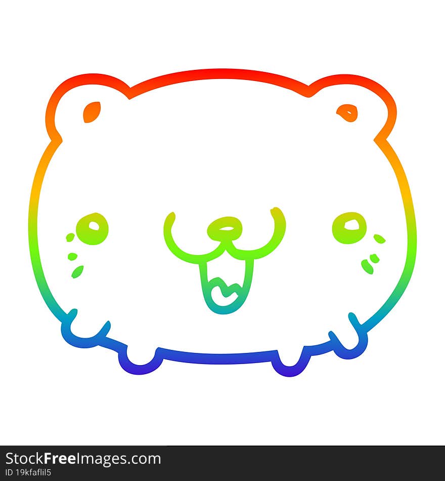 rainbow gradient line drawing of a funny cartoon bear