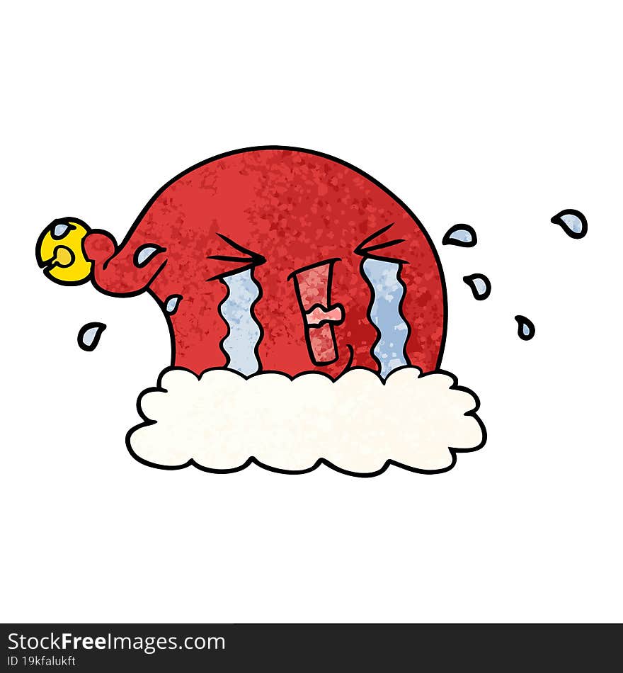 cartoon christmas hat crying. cartoon christmas hat crying