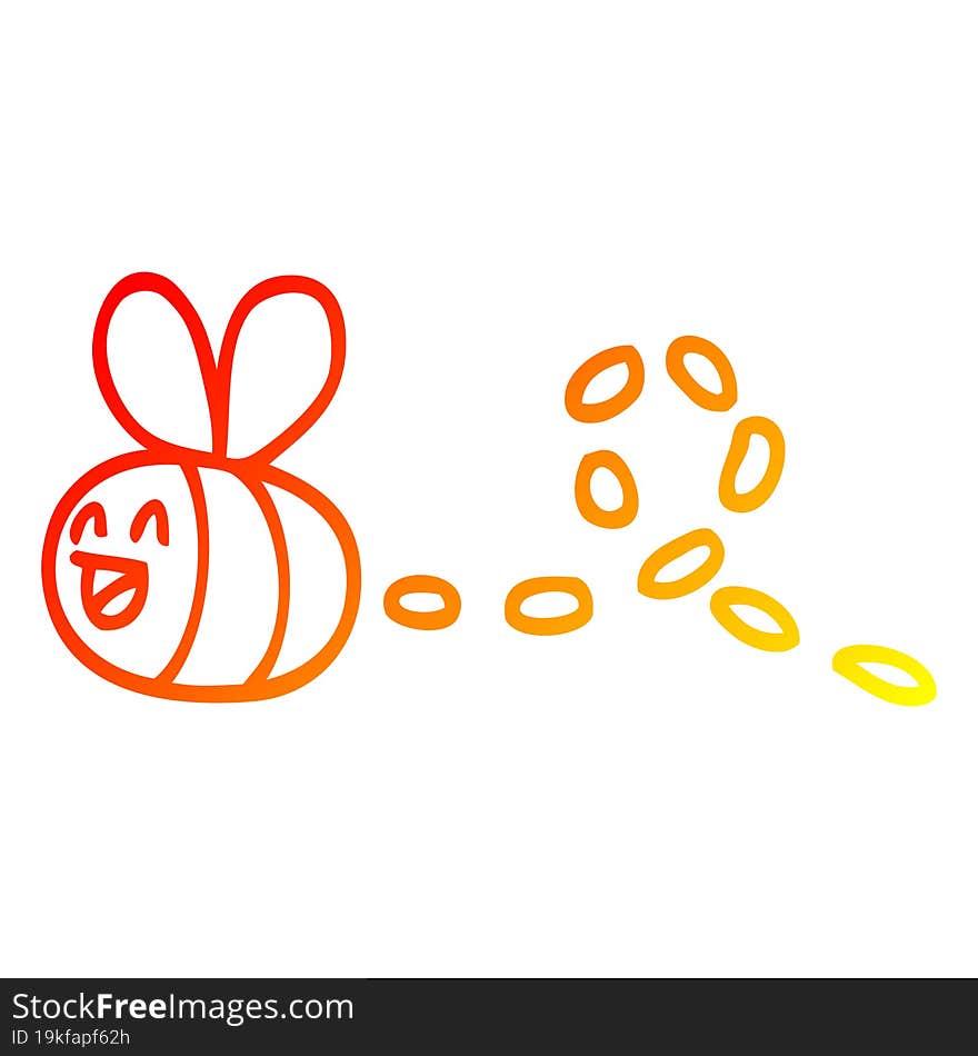 warm gradient line drawing cartoon buzzing bee