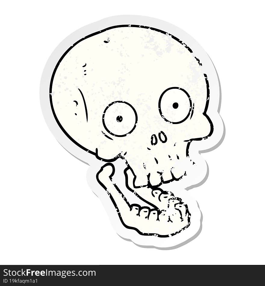 distressed sticker of a cartoon skull