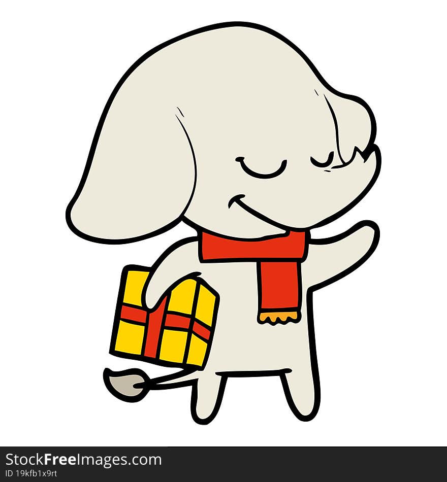 cartoon christmas elephant. cartoon christmas elephant