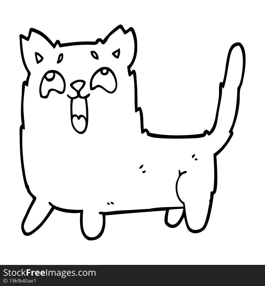 Line Drawing Cartoon Funny Cat