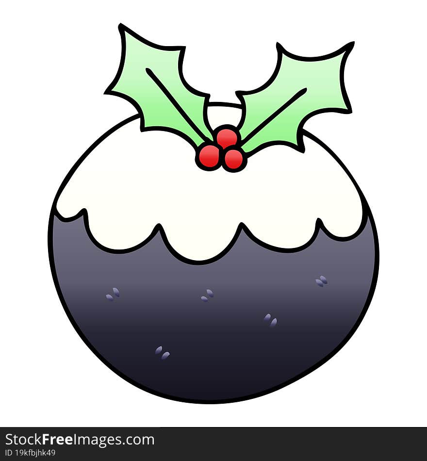 quirky gradient shaded cartoon christmas pudding