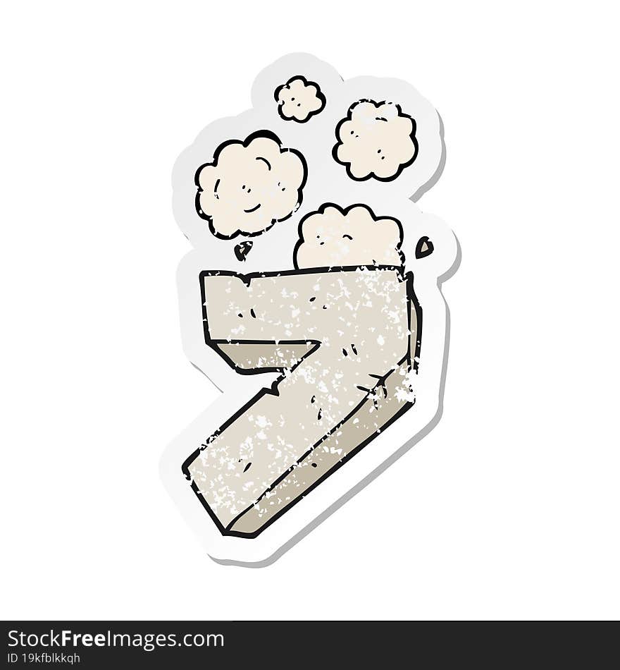 Retro Distressed Sticker Of A Cartoon Stone Number Seven