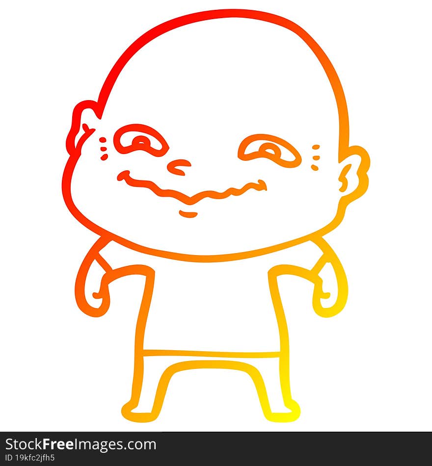 warm gradient line drawing cartoon creepy guy