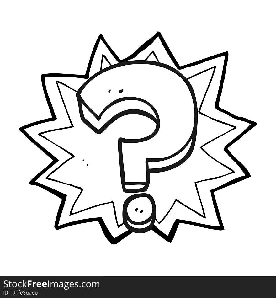 black and white cartoon question mark