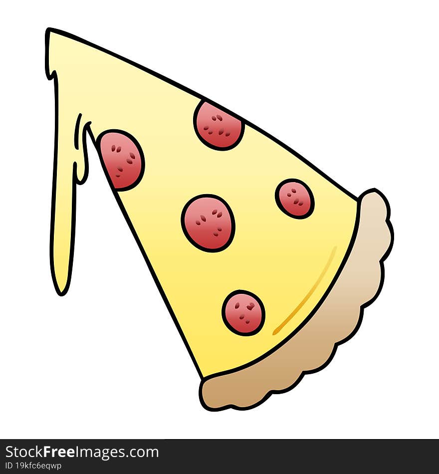 quirky gradient shaded cartoon slice of pizza