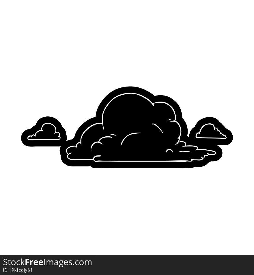 cartoon icon drawing of white large clouds