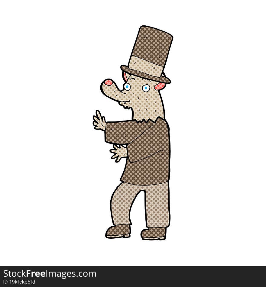 cartoon werewolf in top hat