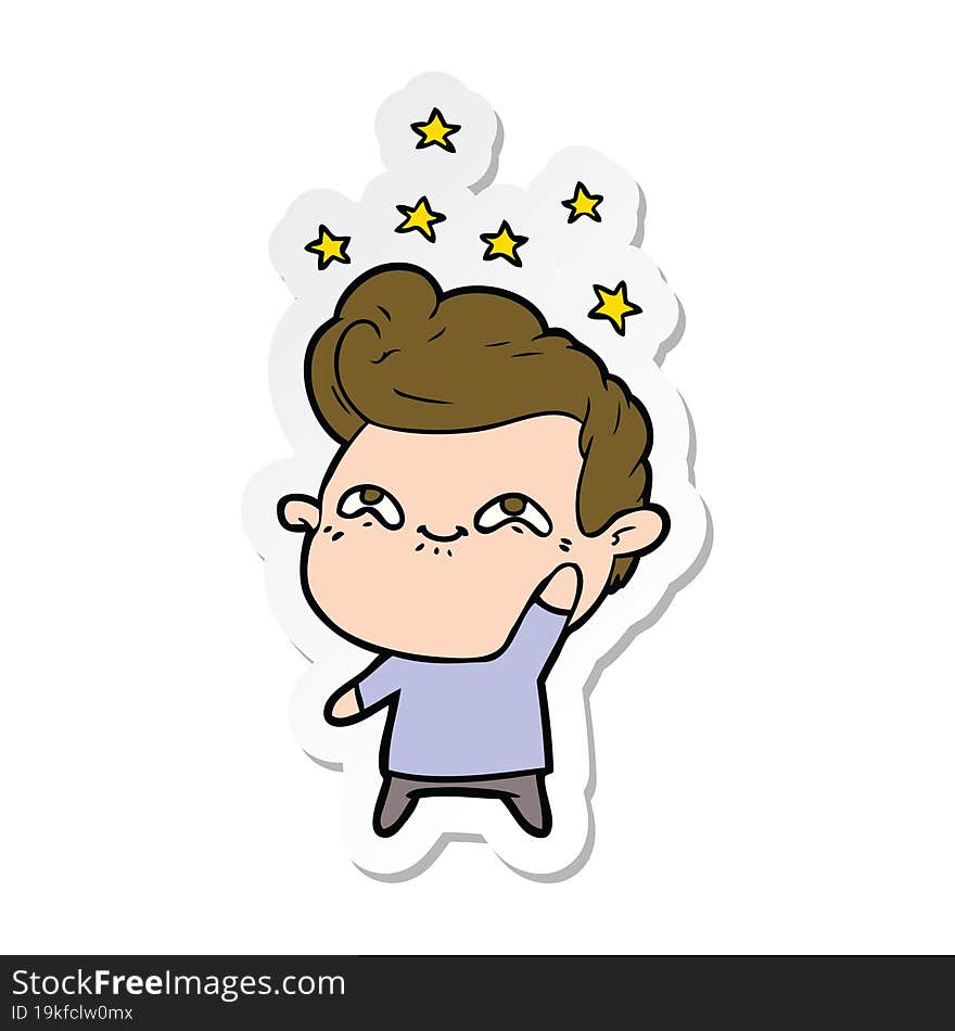 sticker of a cartoon excited man