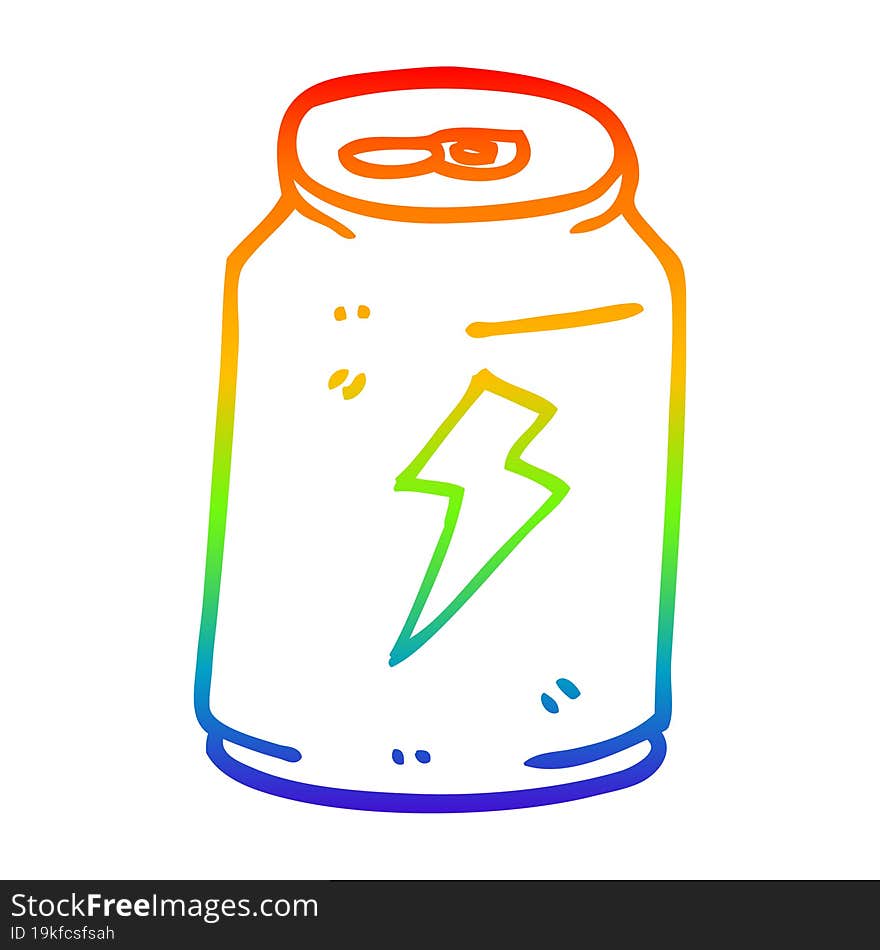 rainbow gradient line drawing cartoon can of energy drink