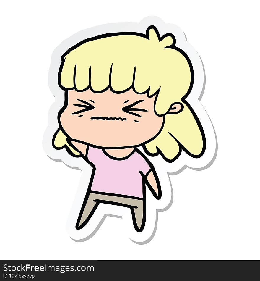 sticker of a cartoon woman