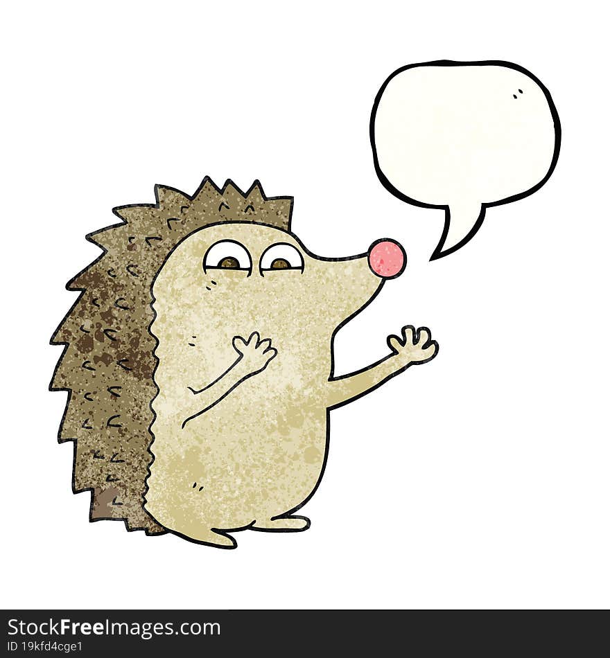 speech bubble textured cartoon cute hedgehog