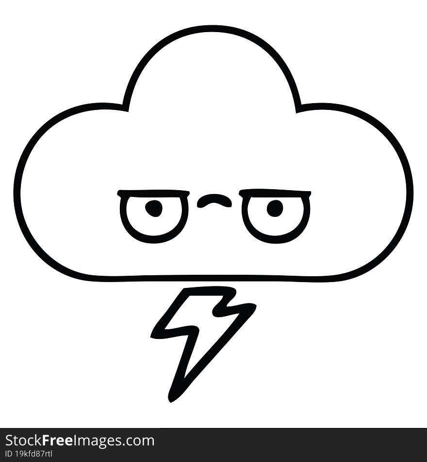 line drawing cartoon of a storm cloud